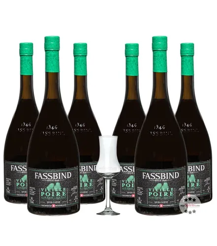 Fassbind Alte Birne - Vieille Poire 6 x - Entdecken Sie die Fassbind Vieille Poire im praktischen Sechserpack. Der edle Birnenschnaps aus dem Holzfass überzeugt mit seinem einzigartigen Aroma. Ideal für besondere Anlässe oder Geschenke.