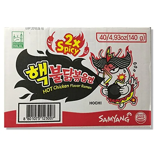 Samyang Buldak Hot Chicken Flavor Ramen 2x spicy, extra scharfe Instant Nudeln mit Hühnchengeschmack, Karton mit 40 Packungen (40 x 140g)