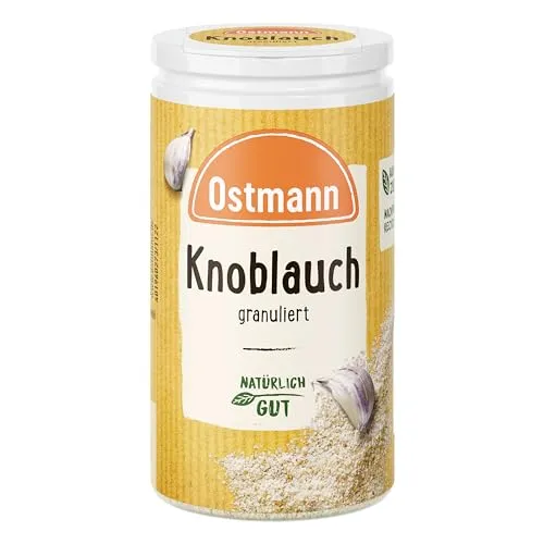 Ostmann Knoblauch granuliert 50 g - Aromatischer Knoblauch für Ihre Küche - Ostmann Knoblauch granuliert verleiht Fleisch, Saucen und Marinaden das gewisse Etwas. Praktisch und aromasicher verpackt, ideal für vielseitige Würzideen in der Küche.
