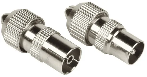 HAMA Koax-Set, Metall, Stecker/Kupplung, schraubbar (00205211) - Hochwertiges Koax-Set für stabile TV-Verbindungen. Robustes Metall, vollständige Abschirmung und einfache Montage sorgen für eine zuverlässige Signalübertragung und lange Lebensdauer.