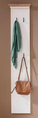 Garderobenpaneel Varese - Weißes Holzwerkstoffpaneel im Landhausstil - Garderobenpaneel im attraktiven Landhausstil, pflegeleichte Oberfläche und stabile Metallhaken. Ideal für Ordnung in Flur und Diele.