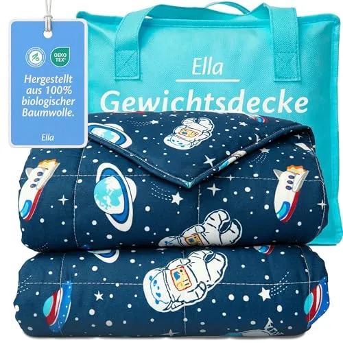 Ella Gewichtsdecke Kinder 3,2 kg - Therapiedecke für entspannten Schlaf - Gewichtete Decken für Kinder, ideal zur Beruhigung und Stressreduktion. Hypoallergene Glasperlen und kühlende Baumwolle sorgen für Komfort und Sicherheit.