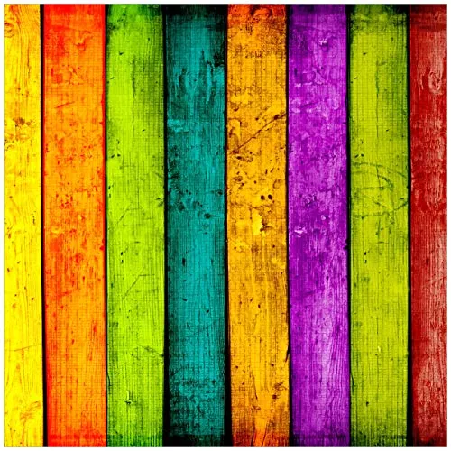 Wallario Möbelfolie selbstklebend/Aufkleber, Tischfolie geeignet für IKEA Lack Tisch - Möbeldeko Buntes Holz - Bunte Streifen mit Farbe und Holzstruktur in 55 x 55 cm