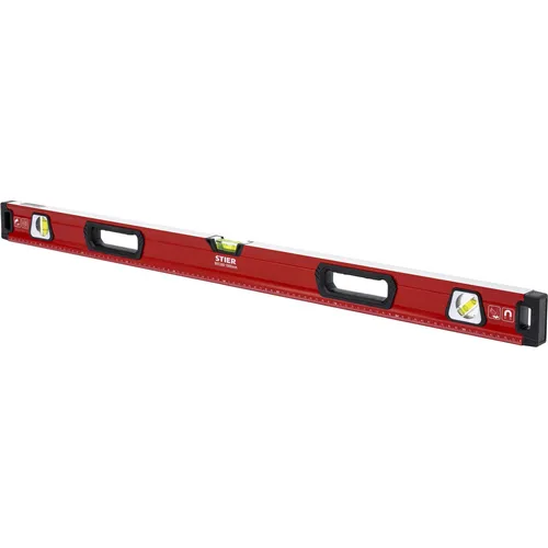 STIER Premium Wasserwaage 1000 mm - Wasserwaage mit Magnet und drei Libellen, ideal für präzise Messungen in vertikalen und horizontalen Positionen, aus hochwertiger Aluminiumlegierung für Langlebigkeit und Ergonomie.