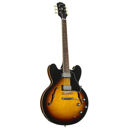 Epiphone ES-335 Vintage Sunburst - Gitarren mit originaler ES Collection, ausgestattet mit 2 Alnico Classic PRO Tonabnehmern für erstklassigen Klang und einem eleganten Vintage Sunburst Finish.