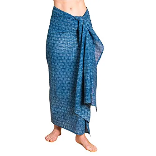 PANASIAM Sarong Indigo Asanoha, 188x100cm - Vielseitiges Pareo & Strandkleid aus atmungsaktiver Baumwolle, ideal für Strandtage oder Festivals. Handgefertigtes Design mit einzigartiger Indigo-Färbung für stilvolle Akzente.