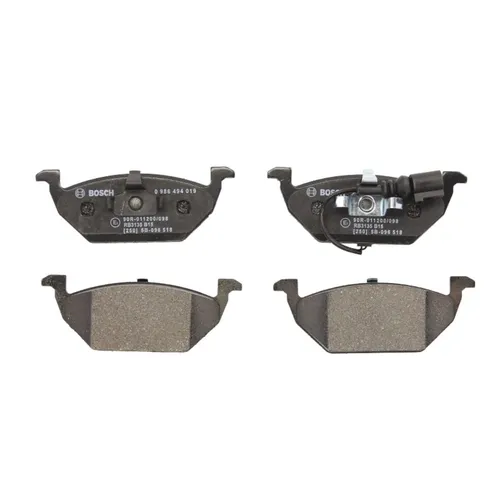 Bremsbelagsatz BOSCH 0 986 494 019, Vorne - Bremsbeläge für vorne, Hersteller BOSCH, ECE-R90 geprüft und mit Verschleißkontakt für optimale Sicherheit beim Bremsen.