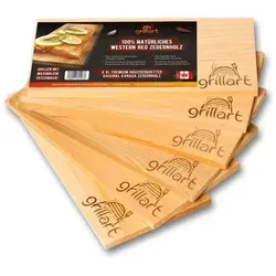 grillart Zedernholzbretter – 100% natürliches Western Red Zedernholz - Grillzubehör für einzigartigen Grillgenuss! Zedernholzbretter verleihen Lachs, Fisch und Gemüse ein unvergessliches Aroma und bleiben saftig. Mehrmals verwendbar und für alle Grillgeräte geeignet.