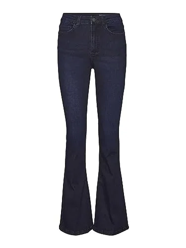 Noisy May Damen Flared Schlag Jeans NMSALLIE | High Waist Vintage Denim - Jeans im Vintage Design mit hohem Taillenbund und Flared Schnitt. Perfekt für jeden Anlass und sorgt für eine tolle Silhouette.