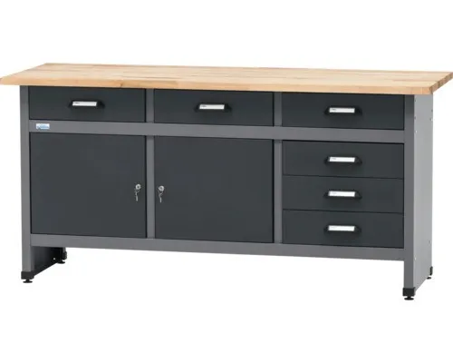 Küpper Werkbank made in Germany mit 6 Schubladen und 2 Türen - Robuste Werkbank in Anthrazit-Grau, ideal für die professionelle Werkstatt. Höchste Qualität und Funktionalität für effizientes Arbeiten.