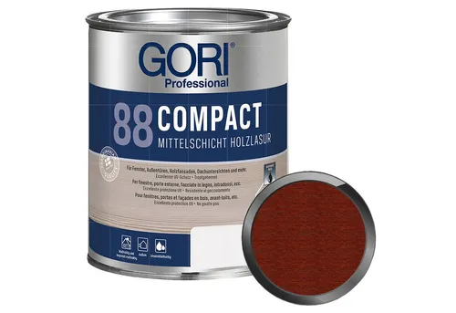 Gori 88 Compact-Lasur 7804 Burma Teak, 2,5L - Lacke - Hochwertige Mittelschichtlasur auf Alkydharzbasis, schützt zuverlässig vor Abblättern und Abplatzen.