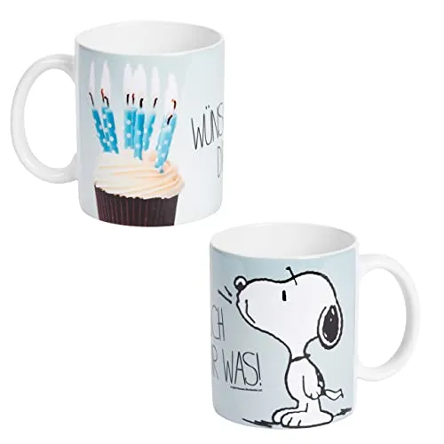 Peanuts The Tasse Snoopy - Wünsch dir was! Kaffeetasse Becher Kaffeebecher aus Keramik Blau 320 ml