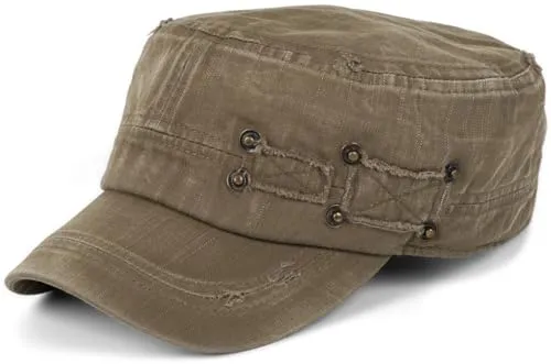 styleBREAKER Unisex Military Cap im Destroyed Vintage Look - Baseball Cap für Damen, lässiger Vintage Look mit authentischen Rissen, aus 100% Baumwolle für hohen Tragekomfort und optimale Atmungsaktivität