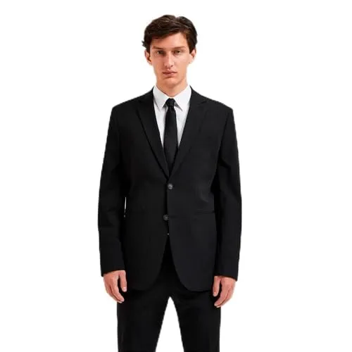 SELECTED HOMME Herren Slhslim-liam Blz Flex B Noos, Schwarz, 50 - Elegantes Slim-Fit Sakko - Sakkos für Herren, Slim-Fit mit schmaler Passform und 2 Knopfverschluss, hergestellt aus recyceltem Polyester für nachhaltigen Stil.