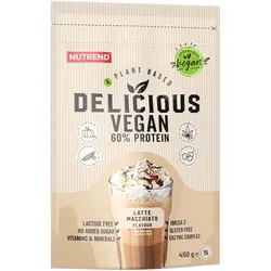 Nutrend Delicious Vegan Protein Latte Macchiato - Sportnahrung mit 60 % Eiweiß aus 4 pflanzlichen Proteinquellen, ideal für Veganer und gesundheitsbewusste Genießer. Perfekt für einen cremigen Protein-Cocktail!