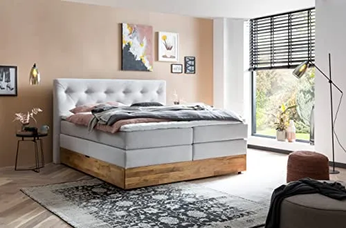 Belanoti MARBO Boxspringbett 180x200 mit Bettkasten - Hochwertiges Boxspringbett 180x200 mit 7-Zonen Taschenfederkernmatratze und Visco Topper für optimalen Schlafkomfort. Inklusive Bettkasten und Massivholz aus Eiche für langlebige Qualität.