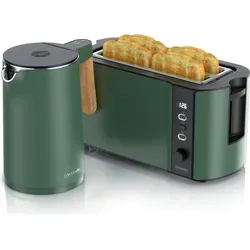 Arendo Frühstücks-Set Edelstahl Wasserkocher 1,5l & 4-Scheiben Langschlitz Toaster, grün - KÜCHENSET VON ARENDO – modernes Design trifft auf innovative Technik. Der BPA-freie Wasserkocher mit 7 Temperaturstufen und der leistungsstarke Toaster mit Brötchenaufsatz bieten hohen Komfort und Qualität für Ihr Frühstück.