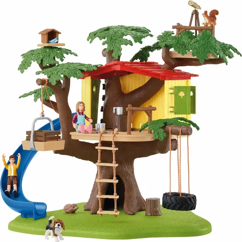 Schleich Farm World 42408 - Abenteuer Baumhaus mit 6 Figuren und umfangreichem Zubehör für kreatives Spielen ab 3 Jahren