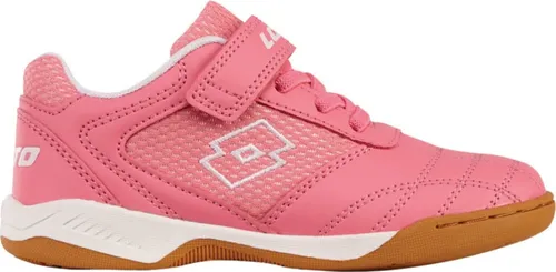 Lotto WHIZZER K Kinder-Sportschuh Pink-Weiß - Leichter Kinder-Sneaker von Lotto mit atmungsaktivem Obermaterial und praktischer Kombi aus Klettverschluss und Elastikschnürung - ideal für Sport und Freizeit!
