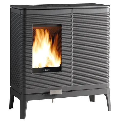 Invicta Pellet Holz Mischbrandofen Akimix 7kW - Klassischer Kaminofen für den Innenbereich mit 7 kW Nennwärmeleistung, effizienter Wirkungsgrad von 78% und geeignet für Räume bis 80 m².