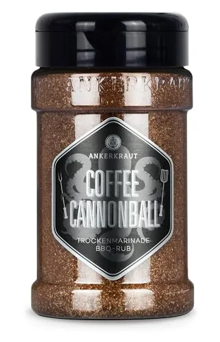 Ankerkraut Coffee Cannonball, BBQ-Rub, Gewürz-Mischung für Rind- oder Wild-Fleisch, mit Kakao & gerösteten Kaffeebohnen, lecker schmecker Aroma, 200 g im Streuer