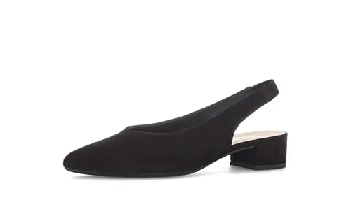 Gabor 81.520 Damenschuhe - Sling Pumps schwarz - Größe 35,5 - Elegante Sling Pumps mit 3,5 cm Blockabsatz aus hochwertigem Rauleder. Bequeme Passform dank Gummizugverschluss und Innenfutter aus Leder – ideal für stilvolle Anlässe.