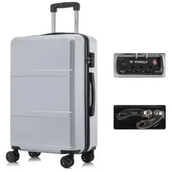 YONSLY Premium Reisekoffer mit TSA-Schloss und YKK-Reißverschluss (Silber, L) - Robuster Hartschalen-Koffer mit 4 leichtläufigen Rollen für mühelose Mobilität. Das integrierte TSA-Schloss sorgt für Sicherheit beim Reisen. Ideal für nahezu jede Airline. Maße: 66x43x26 cm, Gewicht: 3,2 kg.