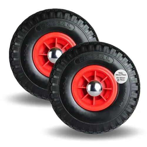 FROSAL PU Rad Bollerwagen – Pannensicheres Ersatzrad - Sackkarren Zubehör mit 260 mm Durchmesser, 80 kg Belastbarkeit und nie wieder Plattfuß – ideal für Bollerwagen und Sackkarren!