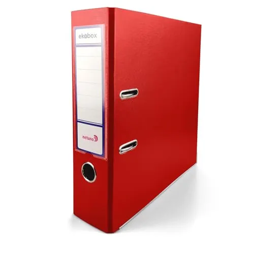 Netuno 1x Aktenordner Rot DIN A4 Ekobox 2-Ring-Mechanik Ringorder a4 8cm Kunststoff Ordner a4 breit Büroordner Plastikordner Briefordner a4 Ringmappe breiter Aktenordner PP-Ordner farbig