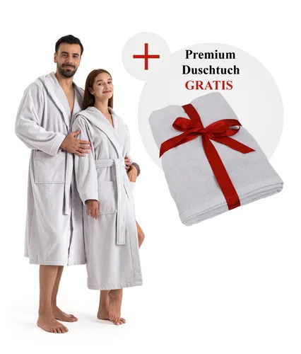 OTTO home Unisex-Bademantel Fenya - Bademantel aus Veloursfrottier mit 330 g/m², ideal für Sauna und Spa. Inklusive GRATIS Duschtuch 70x140 cm, weich und komfortabel.