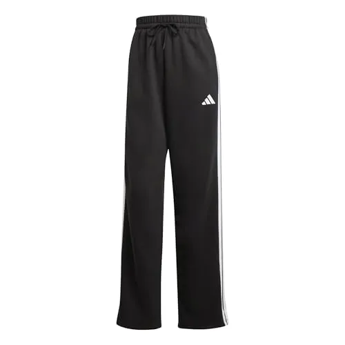 adidas Damen Essentials 3-Stripes Open Hem Fleece Pants - Modische Hosen mit hohem Bund und elastischem Kordelzug, aus mindestens 70 % recycelten Materialien für nachhaltigen Komfort.