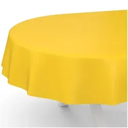 ANRO Abwaschbare Tischdecke Gelb Oval 140x180 cm - Wasserabweisende, strapazierfähige Tischdecke für Indoor und Outdoor. Ideal für Garten und Camping – pflegeleicht und minimalistisch im Design.