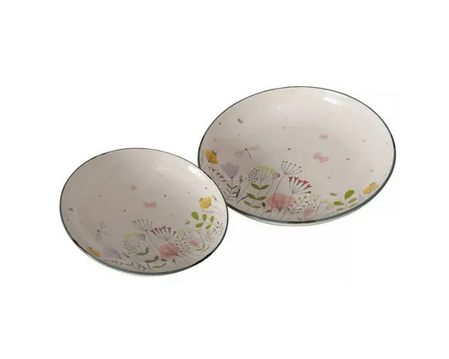 Teller mit Blumenmuster FLORINA, 2er-Set aus Keramik - Schüsseln im eleganten Blumenmuster, ideal für festliche Anlässe und den täglichen Gebrauch.