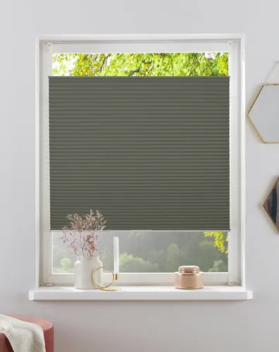 Otto Home Plissee "CASUL" Dunkelgrau 80x210cm - Klemmfix Plissee für Fenster- und Türrahmen, energiesparend und freihängend. Ideal für eine stilvolle Raumverdunkelung in modernem Design.