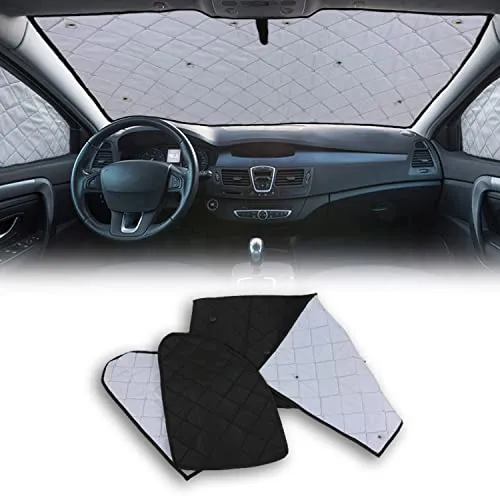 OMAC Frontscheibenabdeckung Magnetischer Auto Thermo Sonnenschutz für Ford Connect 2014-2024 - Auto-Sonnenschutz mit 3-teiligem Set für vollständige Abdeckung, bietet winterliche Isolierung und sommerliche Wärmereflexion, maßgeschneidert für Ford Connect.