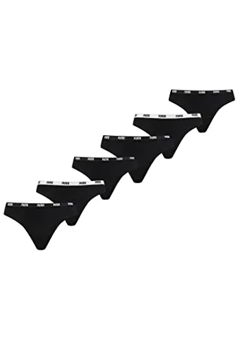 PUMA Women String Damen Slip 701218849 - Bequeme Unterwäsche in Schwarz, Größe XL - Funktionsunterwäsche aus feiner Baumwollmischung für höchsten Tragekomfort, ideal für Sport und Freizeit mit schmalem Logo-Gummibund.