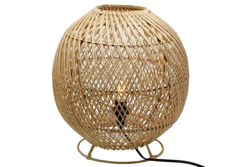 Casa Moro Nachttischlampe Rattan Natur – Boho Tischlampe Ø 30 cm - Handgefertigte Rattanlampe in harmonischer Kugelform, die sanftes Licht streut. Ideal als stilvolle Nachttischlampe oder dekorative Tischleuchte für jedes Zuhause.