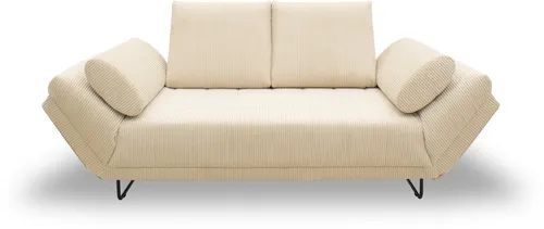 Home affaire Schlafsofa Jadelyn mit klappbaren Armlehnen, Bettsofa mit Federkern, Breite 250cm, Federkern, Cord-Bezug, incl. 2 Armlehnkissen, Liegefläche 97x250 cm
