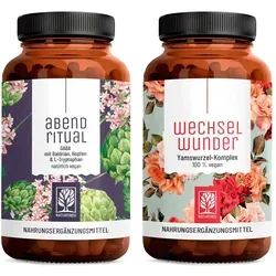 ABENDRITUAL WECHSELWUNDER Paket: GABA, Baldrian, Hopfen + L-Tryptophan & Yamswurzel + Baldrian in einem veganen Bundle - NATURTREU®  g