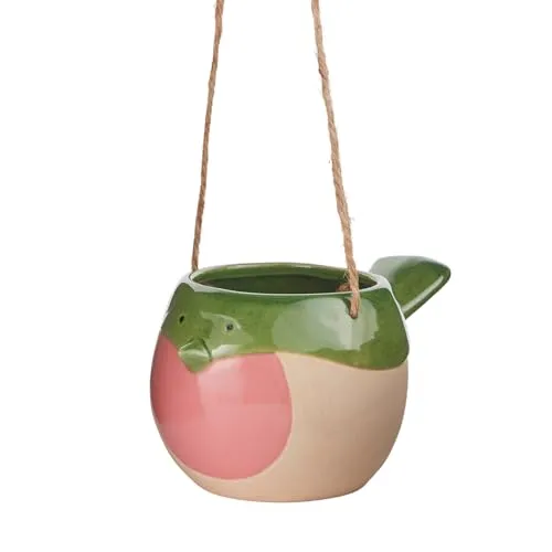 BUTLERS Hängeblumentopf Steinzeug ca. 12x10x19 cm -Birdy- Pflanztopf für Hängepflanzen | Dekorativer Übertopf in Vogelform für Fenster
