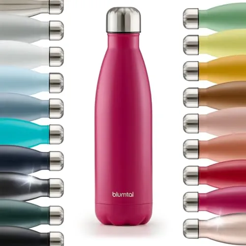 Blumtal Trinkflasche 500 ml Edelstahl - auslaufsichere Isolierflasche - BPA-freie Trinkflasche kalt & warm - doppelwandige Insulated Bottle - rostbeständige Isolierflasche Berry - Pink