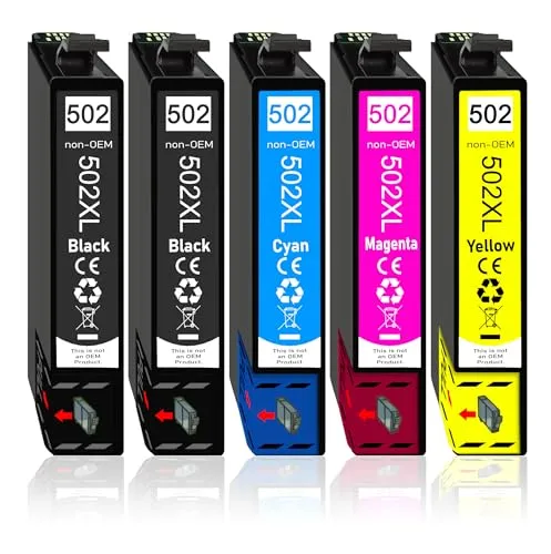 502xl Druckerpatronen Multipack kompatibel für Epson 502 XL für XP-5100 XP-5105 XP-5150 XP-5155 WF-2860 WF-2865 WF-2880 WF-2885 (5er-Pack)