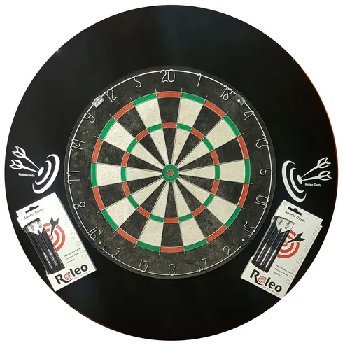 Steeldart Einsteiger Set Roleo Scheibe + 2 Satz Pfeile + Catchring Schwarz