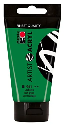 Marabu 12200002961 - Artist Acryl laubgrün 75 ml, feine Acrylfarbe in Künstlerqualität, auf Wasserbasis, pastose Konsistenz, hoch pigmentiert, sehr gute Brillanz und Deckkraft