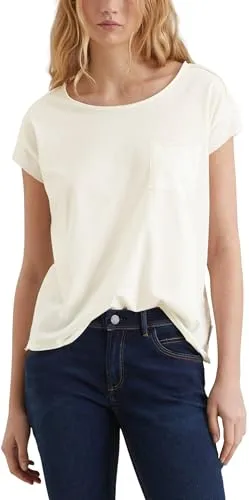 Marc O'Polo Denim Damen T-Shirt aus Bio-Baumwolle Relaxed Fit, Weiß (Scandinavian White) - T-Shirts für Damen, aus 100 % nachhaltiger Baumwolle, locker geschnitten für optimalen Tragekomfort und vielseitig kombinierbar für jeden Anlass.