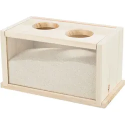 TRIXIE Tier-Beschäftigungsspielzeug Sandbad - diverse - 28 × 15 × 15 cm, Holz, unbehandelt 15 cm x 28 cm x 15 cm