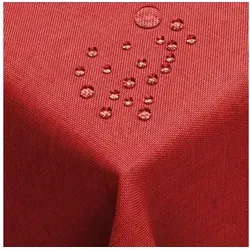DecoHomeTextil Heimtextilmanufaktur Tischdecke Leinen Optik Tischdecke Tischtuch Abwaschbar Wasserabweisend rot Eckig 110 x 140 cm