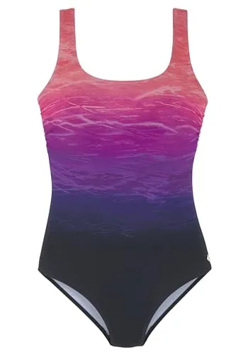 LASCANA Badeanzug mit Batikprint und Shaping-Effekt - Bademode mit formendem Shaping-Vorderteil für eine optimale Silhouette, ausgestattet mit integrierten Softcups und stylischem Batikprint in Rosa.