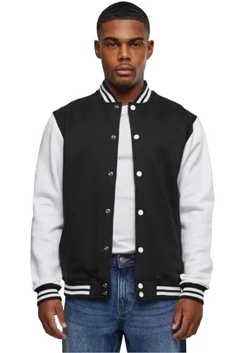 Urban Classics 2-Tone College Sweatjacket, Blk/Wht, M - Funktionsjacke mit vielseitigen Farboptionen, klassischem Design und hohem Tragekomfort durch 65% Baumwolle und 35% Polyester.