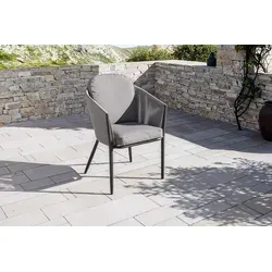OUTFLEXX Tavio Dining Sessel, dunkelgrau/anthrazit, Alu/Rope-Geflecht, 58 x 61 x 80 cm, inkl. Sitzkissen